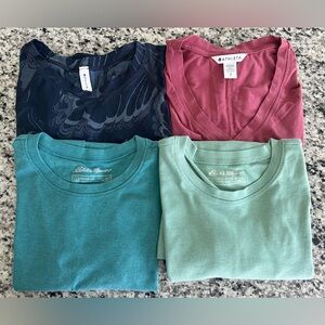 Athleta and Eddie Bauer T-Shirts Set.2 T-shirts and 2 long sleeves.All 4 Size S